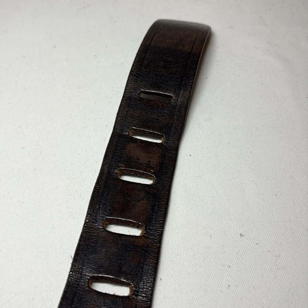 Unbranded Dark Brown Leather wide prong Belt 36-41” ish